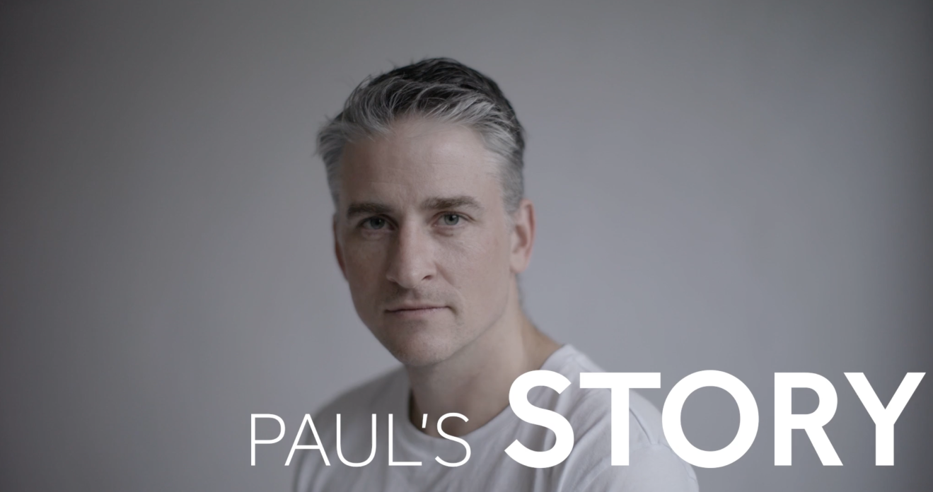 Close up of Paul and the words 'Paul's Story'.